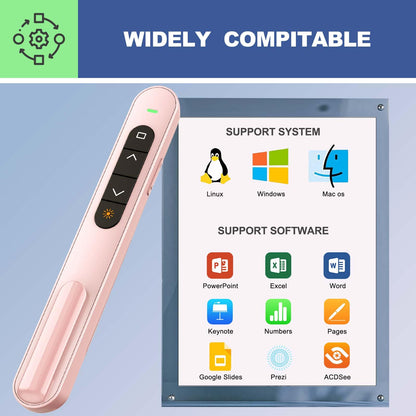QUI Presentation Clicker with Volume Control, 2.4GHz USB Wireless Presenter Remote, PowerPoint Clicker Slide Advancer Compatible with Mac, Windows, Google Slides, Keynote