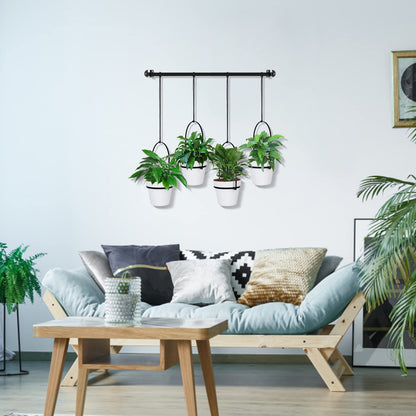 E-Know Hanging Planter Hanging Plant Holder, 6 Inch 4 Indoor Plastic Plant Pots, Wall/Window Plant Hanger Indoor Herb Garden