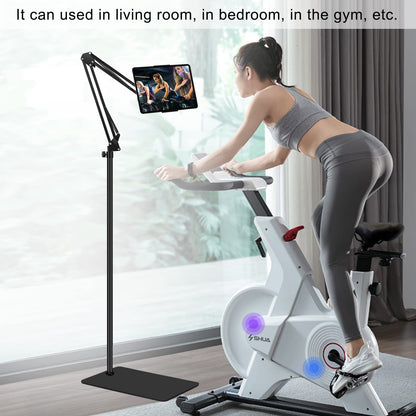 Tablet Floor Stand with 6LB Weight, Overhead Bed phone Stand Angle Height Adjustable Arm Stretchable Stand Holder, Compatible with iPhone iPad Mini Air Pro, Galaxy Tab, Kindle, E-Readers,all Phones