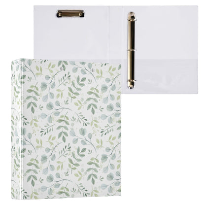 Leaves Round Ring Binders 1.5 Inch Plant 3 Ring Clipboard Binder for Office School Work Supplies File Folder Document 200 Sheet Capacity Easy Open