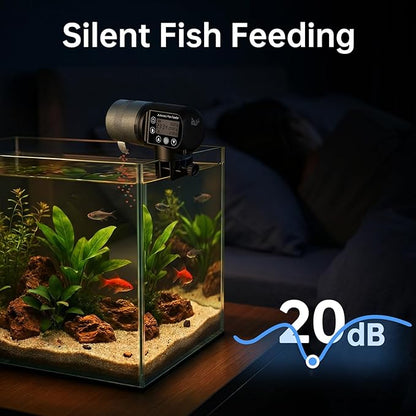 AQQA Automatic Fish Feeder 200ML, Programmable LCD Timer Auto Aquarium Feeder, Moisture-Proof Silent Fish Food Dispenser, Vacation Auto Feeder for Small Tank Betta Fish Turtle