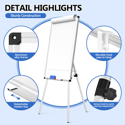 Whiteboard Easel 36 x 24 Inches, Magnetic Portable Dry Erase Board with Adjustable Tripod Stand, White Board Easel Stand for Office, Classroom & Home Teaching