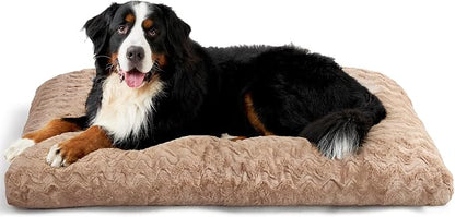 EHEYCIGA XXL Washable Dog Bed for Crate 47x29 Inch, Kennel Pad for Extra Large Dogs Up to 100 lbs, Plush and Comfy Pet Sleeping Mat, Camel