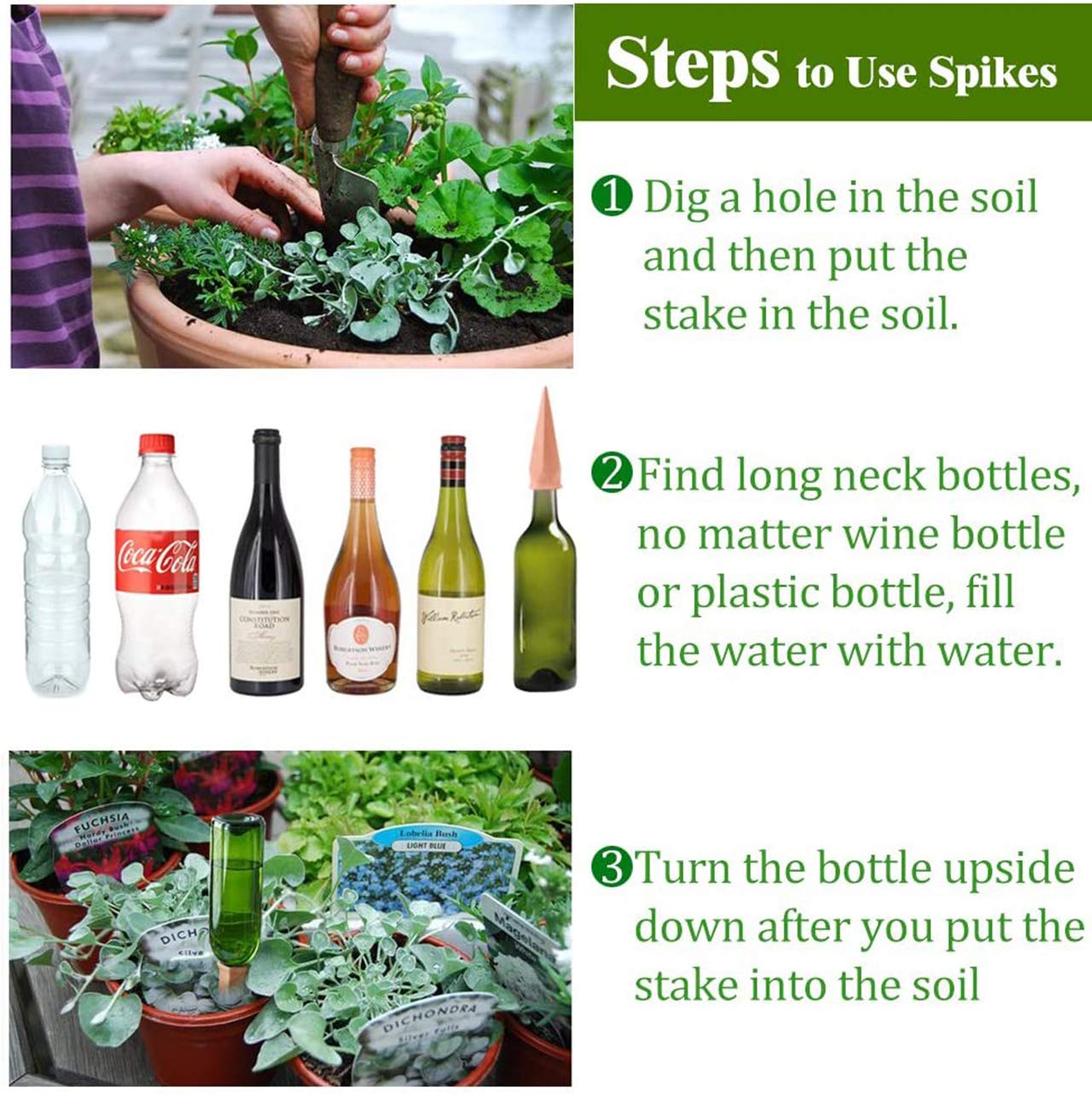 Plant Watering Devices 4 Pack Terracotta Vacation Plant Waterer Wine Bottle Watering Stakes Slow Release Plant Watering Spikes Perfect Self Watering Devices for Indoor Outdoor Plants (4)