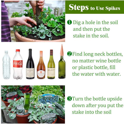 Plant Watering Devices 4 Pack Terracotta Vacation Plant Waterer Wine Bottle Watering Stakes Slow Release Plant Watering Spikes Perfect Self Watering Devices for Indoor Outdoor Plants (4)