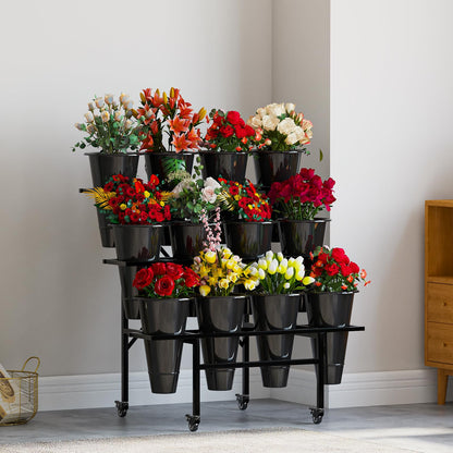 Zhongma 3 Tier Flower Display Stand with 12pcs buckets