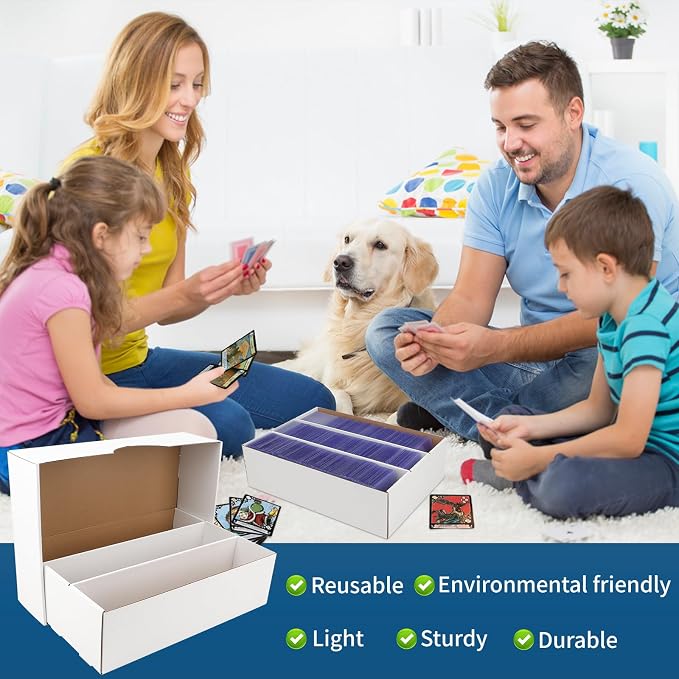 4 Pack Trading Card Storage Box, 2340 Count Card Storage Box White Sports Cards Storage Box Card Organizer Box Trading Card Box for Storing Protecting and Organizing Soccer Basketball Game Cards
