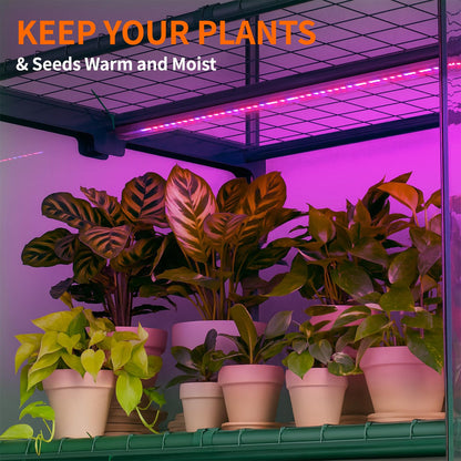 Indoor Greenhouse with Grow Light, 4-Tier Mini Greenhouse 27.6"x19"x63" Small Greenhouse with Zippered PVC Cover for Seed Starting Trays, Dimmable Plant Light for Indoor Plants with Timer