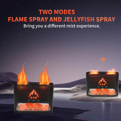 Essential Oil Diffuser 250ML, Aromatherapy Diffuser with Himalayan Pink Salt Rock,2 falme and Jellyfish Diffuser with Colorful Night Lights,Diffusers for Home,Bedroom(Black Crack Transparent)