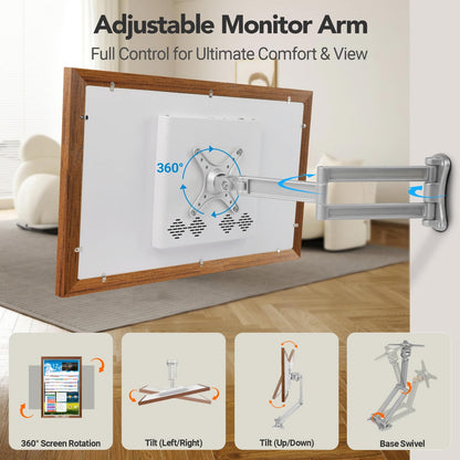 Wellorgo 24" Digital Calendar, Electronic Smart Calendar for wall, Family Daily Planner/Chores Chart for Kids, Touch Screen with Remote, Streaming Apps Available, Adjustable Wall Mount & Picture Frame