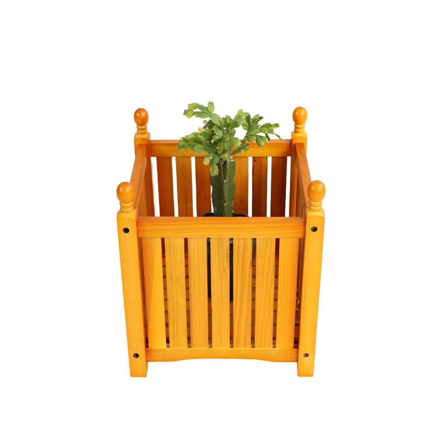 Wood Outdoor Square Wooden Flower and Herb Pot for Garden, Porch and Patio Outside Plant and Vegetable Container,Planter,Teak