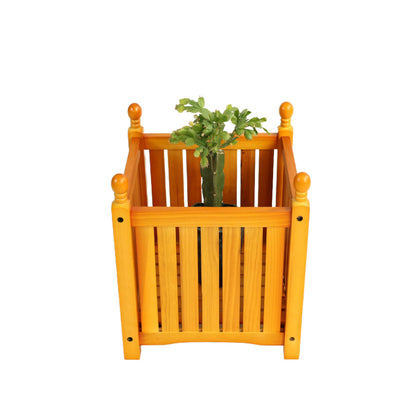 Wood Outdoor Square Wooden Flower and Herb Pot for Garden, Porch and Patio Outside Plant and Vegetable Container,Planter,Teak