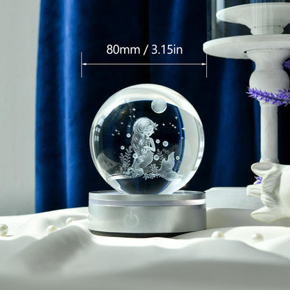 IFOLAINA Mermaid Crystal Ball Gifts for Girls Her Mermaid Lovers Birthday Christmas Decorative Globes 3D Crystal Tale Sphere Decor