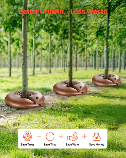 VEVOR Tree Watering Bags Slow Release, 4 Pack 16 Gallons Tree Watering Ring, Reusable Refillable Tree Irrigation Ring Water Bags, Heavy Duty Watering System for Shrub Tree Root Drip Irrigation
