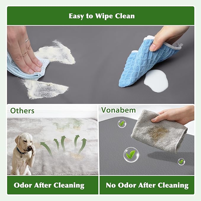 Vonabem Outdoor Waterproof Dog Bed Washable, Medium Crate Pad 30 inch, Cooling Wipeable Leather Puppy Bed with Removable Cover Reversible, Foam Durable Anti-Slip Pet Kennel Pads 29"x18" Grey