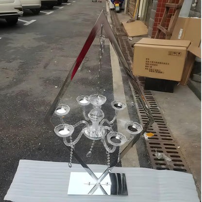 JJMNKMN Metal Creative Diamond Candle Holder European Wedding Romantic Candle Holder Western Food Table Decoration Wedding Props (Sliver, 2PCS)