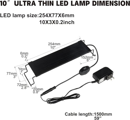 WaterRebirth Ultra-Slim Full Spectrum LED Aquarium Light with Adjustable Brackets,500LM 12W for 12Inch to 18Inch Fish Tank Lighting Fresh Water