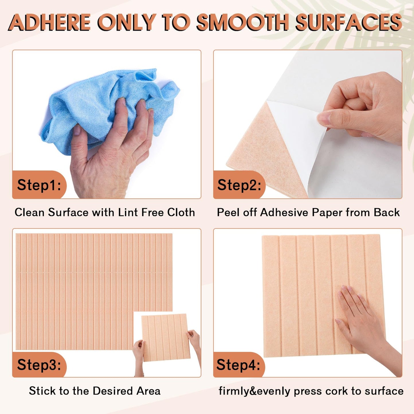 Honoson 12 Pack 48"x 36" Large Cork Board Alternative Felt Bulletin Board Wall Tiles with Safe Square Adhesive Roll Cork Tiles for Walls Home Office Classroom Back to School Pin Panels(Peach)