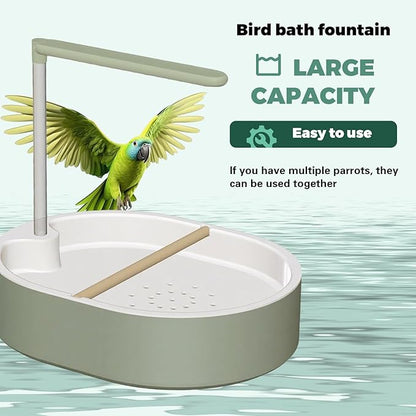 Parrot Bathtub Bird Automatic Bath Shower,Large Bird Shower Fountain Indoor Bathtub with Running Water, Contains USB and Pump,for Pet Birds, African Grey, Cockatiel, Conure, Budgie, Lovebird(Fashion)