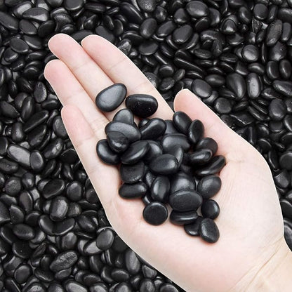 10lb Black Small Decorative Pebbles - Gravel River Rock,Natural Polished Decorative Stones 3/8" Gravel Size,Pebbles Gravel for Bamboo Plants,Succulent,Home Decor,Landscaping,Vase Fillers and More.