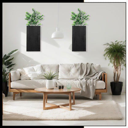 Vesici Wood Wall Planter Vase with Artificial Plants Indoor Plants Holder Pocket Farmhouse Wooden Wall Flower Vase Hanging Plant Decor for Bedroom Kitchen Office Home (2 Pcs,Milan Leaves)