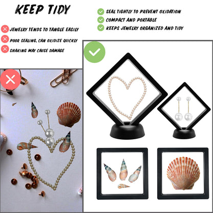 3D Floating Frame Display Cases, 20Pcs Transparent PE Film Jewelry Storage Box with Base Challenge Coin Display Frames Holder Stands Small Shadow Box Frame for AA Medallions Medal, Rock, Ring Necklace