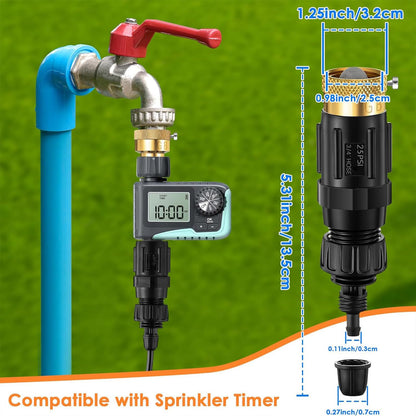 Gulfmew Drip Irrigation Faucet Adapter 25 PSI, 1/4" Tubing Quick Connect to 3/4" Garden Hose with Backflow Preventer, Filter, Tape, Pressure Regulator, Copper Drip Irrigation System Fittings (8 Pack)