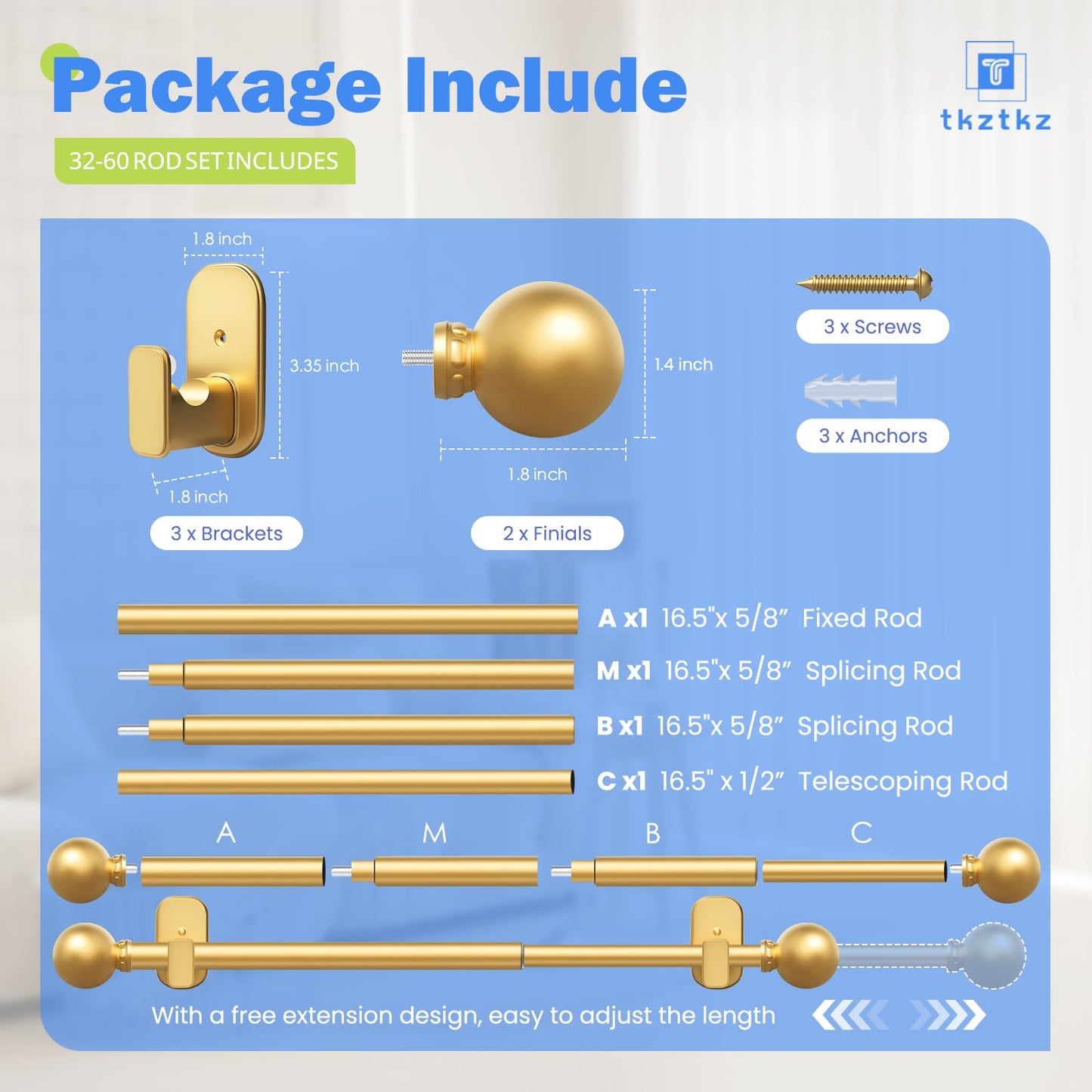 Curtain Rods No Drilling for Windows 32 to 45 Inch:No Drill Small Silver Curtain Rod with Adhesive Brackets for Bedroom,5/8" Apartment Renter Friendly Adjustable Drapery Rods Easy Install