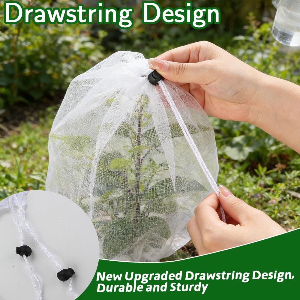 Bird Netting for Garden Protection, 2 Pack Garden Netting Pest Barrier with Drawstring 3.3Ftx4.9Ft Blueberry Bushes Fruit Tree Netting Garden Plant Protection Mesh Covers for Vegetables Bushes Flowers