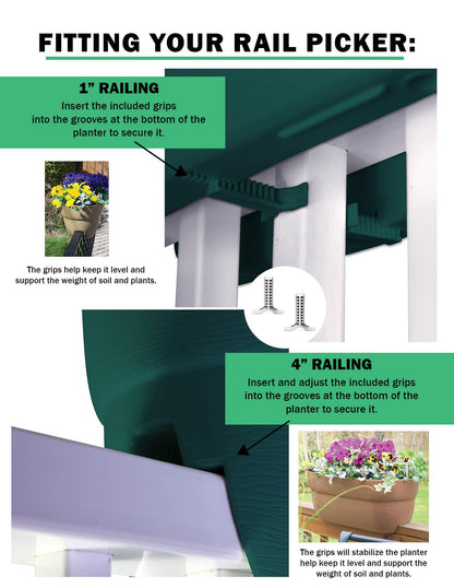 Emsco Group 2434-1 Bloomers Self-Watering 24" Weatherproof Resin 6" Railings – White Rain Planter Grow Box