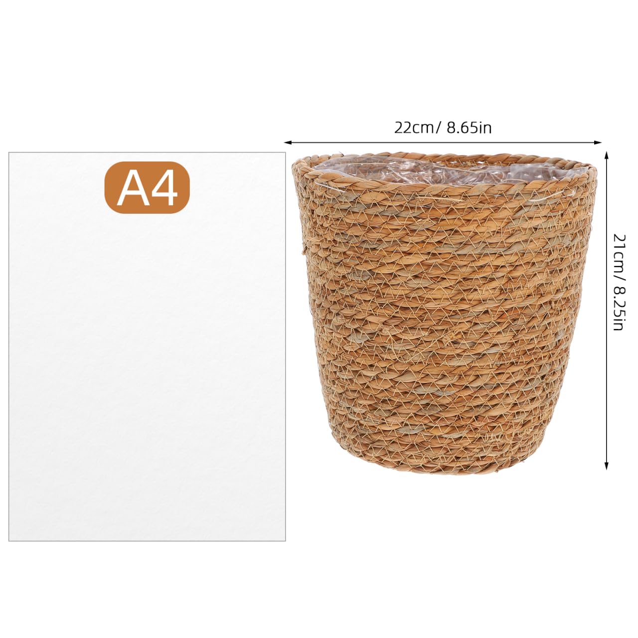 SUPVOX 2pcs Woven Plant Basket with Plastic Liner, Rattan Flower Pot Cover for Indoor Plants - Boho Farmhouse Home Decor