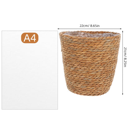 SUPVOX 2pcs Woven Plant Basket with Plastic Liner, Rattan Flower Pot Cover for Indoor Plants - Boho Farmhouse Home Decor