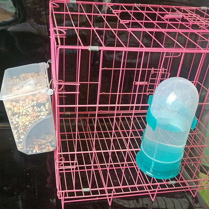Automatic Pigeon Bird Feeder Water, Plastic Feeder Water Dispenser Drinkers for Cage, No Mess Hanging Parrot Food Feeding, Cage Accessories for Parakeet Quail Bird Chicken (3 Hole - Iron Wire)