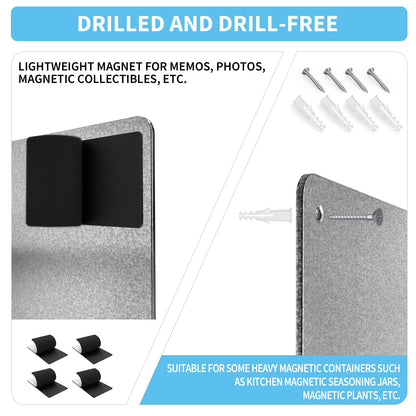 2Pack Magnetic Board,17.1" x 11.8" Magnet Display,for Magnets and Bulletin Board,Suitable for Wall, Refrigerator, Compartment, Cabinet etc,Comes with Dual Lock Tape for Easy Hanging (silver1