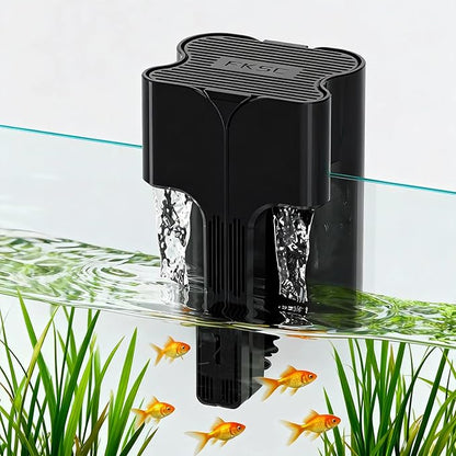 Hang On Back Aquarium Filter Up 10 Gallons Fish Tanks, 3-Stage Multi-Stage Filtration with Surface Skimmer, Ultra Quiet HOB Power Waterfall Filter for Freshwater