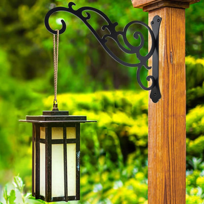 Yaostepqi 2 Pcs Hanging Plant Bracket Wall Hook Hanging Plant Brackets 12-Inch Black Iron Plants Indoor/Outdoor Planter Hangers Hooks for Hanging Lanterns,Bird Feeders,Wind Chimes