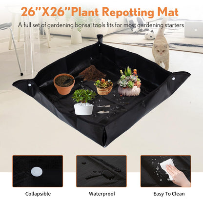 Bonsai Tools Kit 20 Pcs Garden Tools Set for Beginner, Gardening Gift for Women Men, Includes Bonsai Wire Kit, Plant Mat, Pruning Shears, Bonsai Scissors, Succulent Tools in Leather Storage Bag