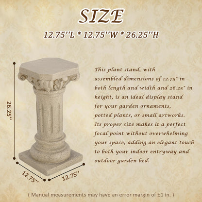 Garden Decorative Column, 26.25" Magnesium Oxide Garden Pedestal Column Plant Stand Weatherproof Pedestal for Sculptures Heavy Duty Plinth Suitable for Weddings and Dining Tables, Indoor/Outdoor