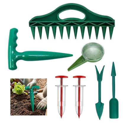 8-Piece Seed Planter Tool, Seed Dispenser Set for Precision Planting, Multi-Functional Gardening Tools for Vegetable Gardens and Landscaping, Handheld Seed Spacing Tool with Dibber and Accessories