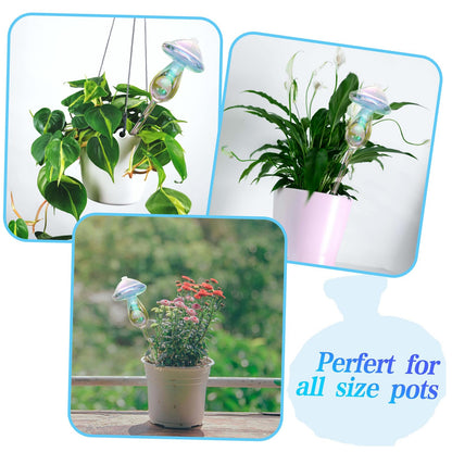 Vodhord Plant Watering Globes 4 Pack, Self Watering Planter Insert, Mushroom Self Watering Globes for Indoor & Outdoor Plants, Top-Fill Watering, Watering Bulbs Made from Hand-Blown Durable Glass