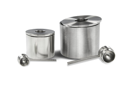 Grind Gourmet Salt Cellar, Spice Jars Stainless Steel, Storage Spice Jars With Spoon Solid Stainless Steel Holder (1.58", Silver)