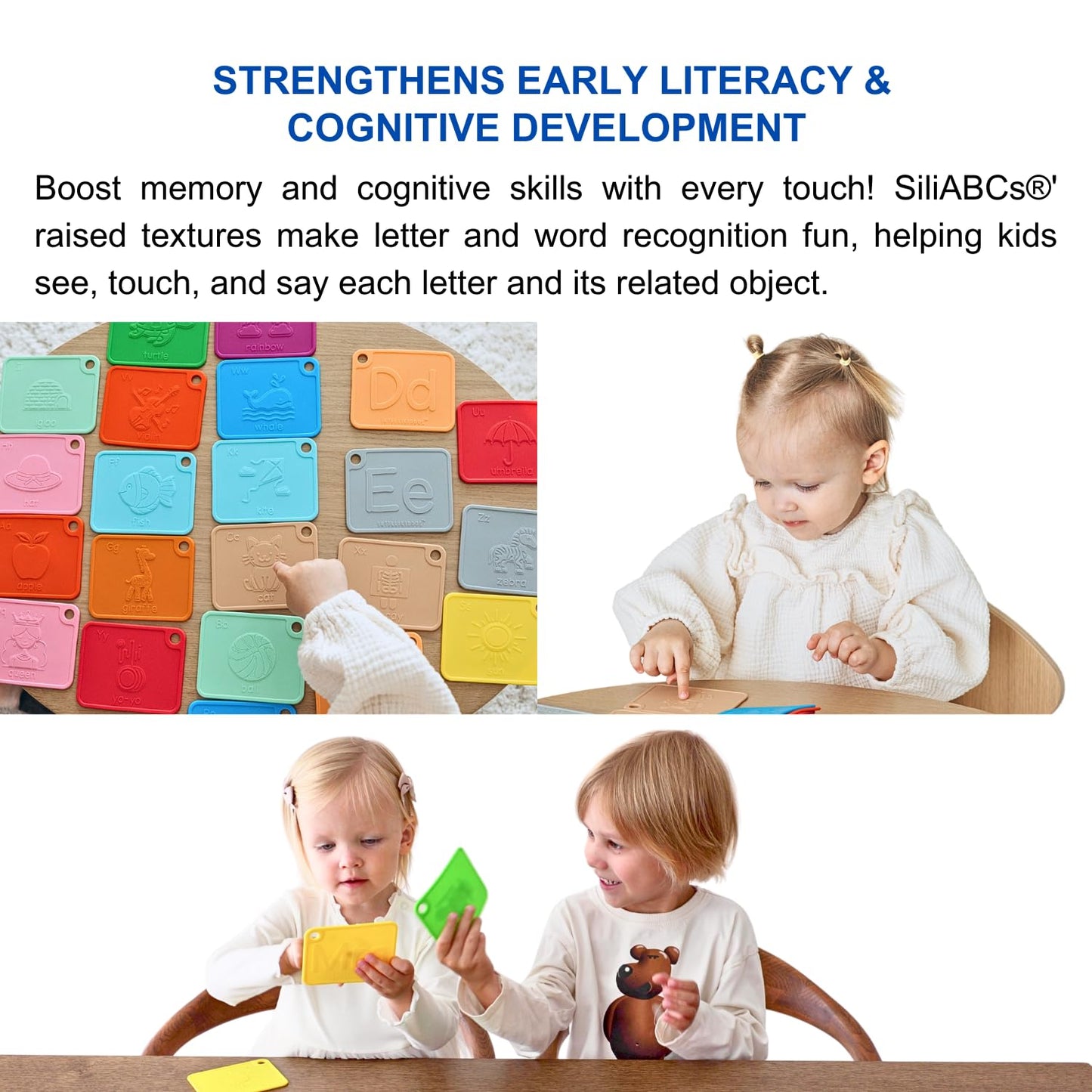 INTELLIKIDDOS SiliABCs Alphabet Flash Cards, Non-Toxic Silicone Alphabet Flash Cards for Toddlers 1-3, Montessori Toddler Preschool Alphabet Learning Activities, Dishwasher Safe Soft Baby ABC Cards