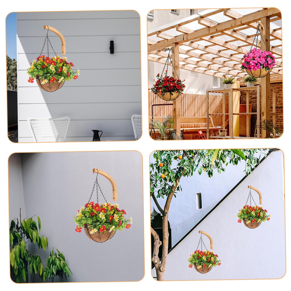 Abaodam 2pcs Wooden Wall Hooks for Plant Hangers Indoor Outdoor Decorative Plant Hooks Strong Load-Bearing Capacity for Garden Patio Home