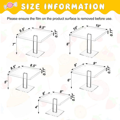Ripeng 5 Tiered Dessert Table Display Set Buffet Riser Clear Acrylic Dessert Cupcake Stand Riser Bulk 5 Size Party Stand Food Treat Cookie Platter Pastry Serving Tray(8, 8.5, 9, 9.5, 10 Inch)
