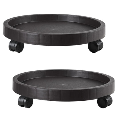 2 Pack of 12.6 Inch Planter Caddies Rolling Saucer Caddy with Wheels, Heavy Duty Wheeled Stand for Potted Plant, Round Coaster Roller Base Tray with Casters, Flower Pot Dolly Holder for Indoor Outdoor