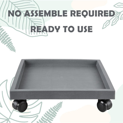 NAZKAEN 14.2 Inch Square Rolling Plant Caddy Saucer with Wheels, Heavy Duty Wheeled Planter Stand for Potted Plant, Coaster Roller Base Tray with Casters, Flower Pot Dolly Holder for Indoor Outdoor