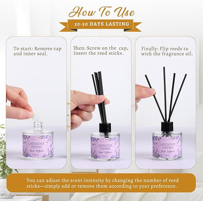 6 Pack Reed Diffuser Sets, Essential Oil Reed Diffusers for Home with 30 Sticks, Long Lasting Scent, Gift Ready Fragrance Diffuser for Bedroom, Bathroom, Office, Home Decor (1.69oz Each)