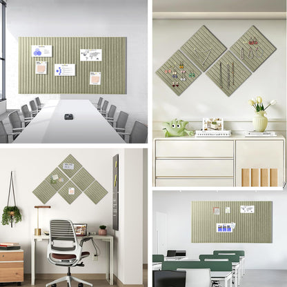 Large Cork Board for Office, 8 Pack Felt Wall Tiles with Slat Wall Paneling and Safe Removable Adhesive Tabs, Felt Bulletin Board Pin Board Cork Boards for Walls - Sage Green