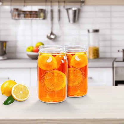 Miuyhji Wide Mouth Mason Jars 32 oz with Lids [2 Pack], Canning Jars with Metal Airtight Lids and Bands, Glass Jars for Fermenting, Pickling, Freezing, Preserving, Meal Prep, Jar Décor