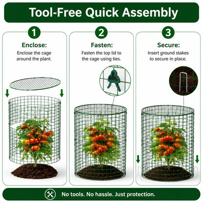 Plant Protectors from Animals 12 x 12 in Metal Chicken Wire Cloche Plant Cages for Outdoor Plants, Garden Fencing Animal Barrier with Detachable Dome Lid, Stakes & Zip Ties (4 Pcs)